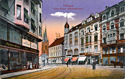 Alte, kolorierte Postkarte - Solingen, Mhlenpltzchen