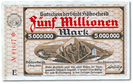 Bild: Notgeld der Stadt Hscheid, 1923