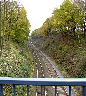 Foto: Blick auf die Gleise Richtung Meigen