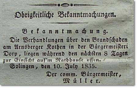 Zeitungsausschnitt vom 11.Juli.1835