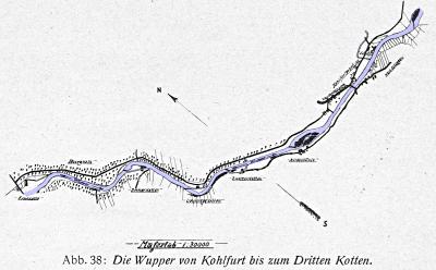 Lageplan: Die Wupper von Kohlfurt bis zum Dritten Kotten