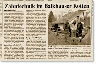 Abbildung des Zeitungsartikels im Solinger Morgenpost am 8.1.2005