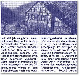 Zeitungsscan: 500 Jahre: Balkhauser Kotten