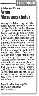 Zeitungsausschnitt mit Leserbrief