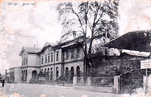 historische Postkarte mit der Ansichts des Ohligser Bahnhofes