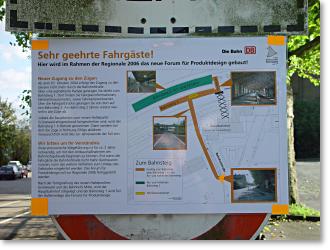 Hinweisschild am Solinger Bahnhof: Statt Bahnhof Rampe