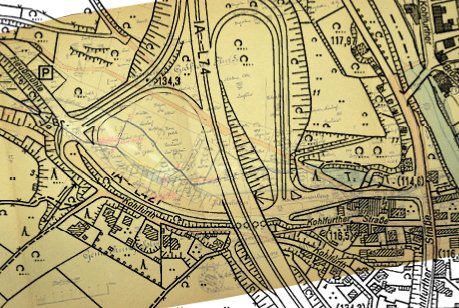 aktuelle Grundkarte und Lageplan aus dem Jahr 1931