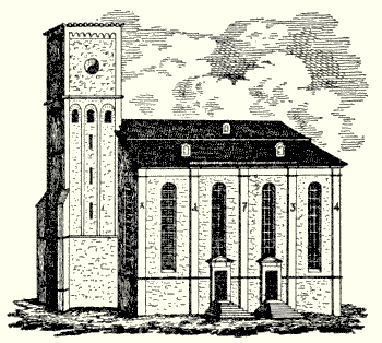 Zeichnung, Gebäude der reformierten Kirche in Solingen, 1837