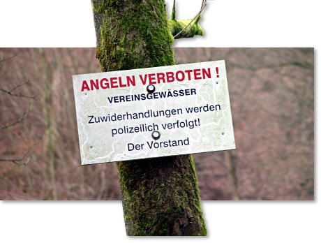 Hinweisschild mit der Aufschrift: Angeln verboten! Vereinsgewässer