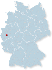 Deutschlandkarte in der Solingen mit einem roten Punkt markiert ist