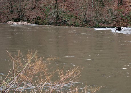 Foto: Wehr bei Hochwasser