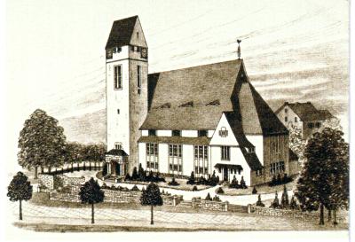 Die Dorper Kirche nach einem Stich von 1914