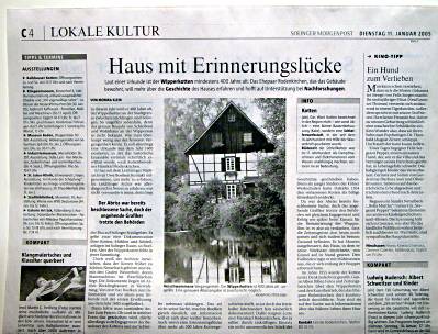 Foto: Seite aus der Solinger Morgenpost vom 11. Januar 2005