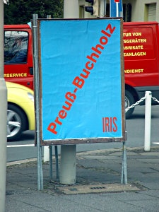 Wahlkampfplakat der SPD mit der geheimnisvollen Aufschrift 'Preuß-Buchholz'