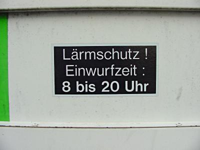 Lrmschutz! Einwurfzeit: 8 bis 20 Uhr